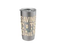 Funny Saving Cats Daily Vet Tech Cat Lover Stainless Steel Insulated Tumbler