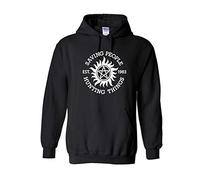 Funny Saving People Hunting Things Hoodie Supernatural Sam Dean Winchester Bros Hood (Small) Black