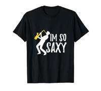 Funny Saxophone Jazz Tee for Band Members I'm So Saxy Value Graphic T-Shirt, Men, Black, S