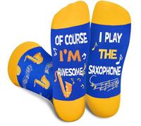 Funny Saxophone Socks for Men Dad Teenage Boys - Novelty Funky Odd Fun Music Socks for Saxophonist Musician - Musical Accessories Decorations Fathers Day Birthday Gifts Ideas Christmas Stocking Filler