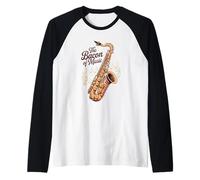 Funny Saxophone The Bacon of Music Jazz Raglan Baseball Tee