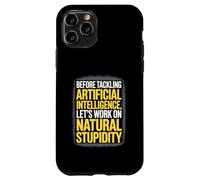 Funny Saying About Natural Sarcasm Versus AI Logic Women Men Case for iPhone 11 Pro