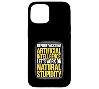 Funny Saying About Natural Sarcasm Versus AI Logic Women Men Case for iPhone 15