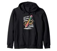 Funny Saying Excited About Teaching Social Learning Teacher Zip Hoodie