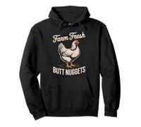 Funny Saying Farm Fresh Butt Nuggets Chicken Joke Women Men Pullover Hoodie