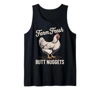 Funny Saying Farm Fresh Butt Nuggets Chicken Joke Women Men Tank Top