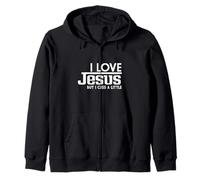Funny Saying, I Love Jesus But I Cuss A Little Faith Zip Hoodie