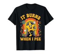 Funny Saying It Burns When I Pee! Sarcastic Men Women Value Graphic T-Shirt, Men, Black, M