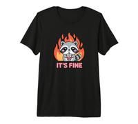 Funny Saying It's Fine Cute Racoon Boba Tea Premium T-Shirt