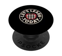 Funny Saying Let’s Learn Today Apple School Round Women Men PopSockets Adhesive PopGrip