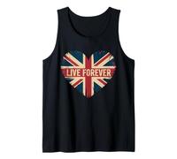 Funny Saying Live Forever Grunge UK Flag Heart Art Women Men Tank Top