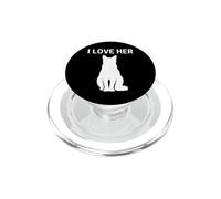 Funny Saying Love Her With Cat Silhouette PopSockets PopGrip for MagSafe