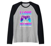 Funny Saying Love When My Mom Lets Play Video Games Raglan Baseball Tee