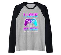 Funny Saying Love When My Mom Lets Play Video Games Raglan Baseball Tee