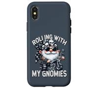 Funny Saying Motorcycle Biker Gnome Rolling With My Gnomies Case for iPhone X/XS
