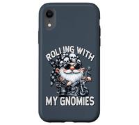 Funny Saying Motorcycle Biker Gnome Rolling With My Gnomies Case for iPhone XR