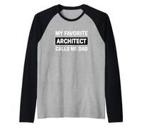 Funny Saying My Favorite Architect Calls Dad Raglan Baseball Tee