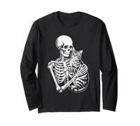 Funny Saying Skeleton Loves Cat Until Death Women Men Long Sleeve T-Shirt