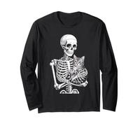Funny Saying Skeleton Loves Cat Until Death Women Men Long Sleeve T-Shirt