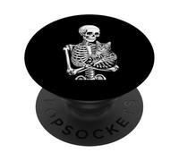 Funny Saying Skeleton Loves Cat Until Death Women Men PopSockets Adhesive PopGrip