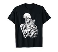 Funny Saying Skeleton Loves Cat Until Death Women Men T-Shirt