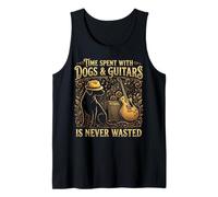 Funny Saying Time Spent with Dog and Guitars is Never Wasted Tank Top