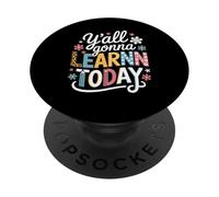 Funny Saying Y’all Gonna Learn Today Leopard Pencil Women PopSockets Adhesive PopGrip