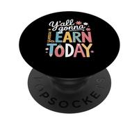 Funny Saying Y’all Gonna Learn Today Leopard Pencil Women PopSockets Adhesive PopGrip