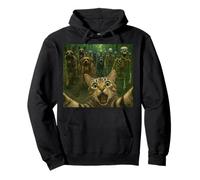 Funny Scared Cat Selfie of Zombie Dogs and Skeletons Horde Pullover Hoodie