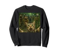 Funny Scared Cat Selfie of Zombie Dogs and Skeletons Horde Sweatshirt