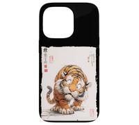 Funny Scared Tiger Japanese Art Vintage Comical Gift Case for iPhone 13 Pro