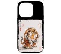 Funny Scared Tiger Japanese Art Vintage Comical Gift Case for iPhone 14 Pro