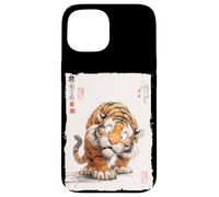 Funny Scared Tiger Japanese Art Vintage Comical Gift Case for iPhone 15