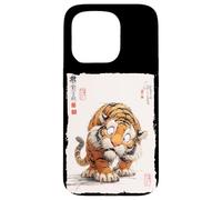 Funny Scared Tiger Japanese Art Vintage Comical Gift Case for iPhone 15 Pro