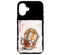 Funny Scared Tiger Japanese Art Vintage Comical Gift Case for iPhone 16