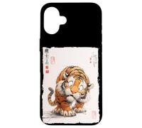 Funny Scared Tiger Japanese Art Vintage Comical Gift Case for iPhone 16 Plus