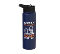 Funny Sceam If You Love Roller Coasters Stainless Steel Insulated Water Bottle