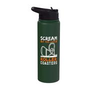 Funny Sceam If You Love Roller Coasters Stainless Steel Insulated Water Bottle