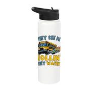 Funny School Bus Driver See Me Rollin Waitin Appreciation Stainless Steel Insulated Water Bottle