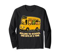 Funny School Bus Food Characters Kids Back To School Long Sleeve T-Shirt