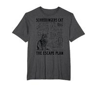 Funny Schrodingers Cat Escape Plan Science Quantum Physics T-Shirt, Men's Big and Tall, Dark Heather Grey, 6X Tall