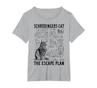 Funny Schrodingers Cat Escape Plan Science Quantum Physics T-Shirt, Women's Plus, Heather Grey, 3X