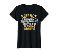 Funny Science Because Figuring Things Out is Better Teacher Value Graphic T-Shirt, Women, Black, S