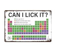 Funny Science Classroom Tin Sign Chemistry Periodic Table Of Elements Wall Decor for Middle and High School Classroom, Can I Lick It Periodic Table Metal Sign, Chemistry Science Teacher Gifts