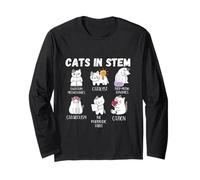 Funny Science Meme Cats in Stem Scientist Nerd Cat Lover Long Sleeve T-Shirt