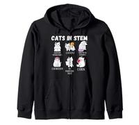 Funny Science Meme Cats In Stem Scientist Nerd Cat Lover Zip Hoodie