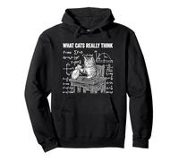 Funny Science Physics Cat Meme What Cats Really Think Pullover Hoodie