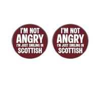 Funny Scottish Humor Lapel Pin Set of 2, “I'm Not Angry I'm Just Smiling in Scottish” Alloy Badge Brooch, 1.18 Inch Round Backpack Jacket Hat Pin Accessories Gift
