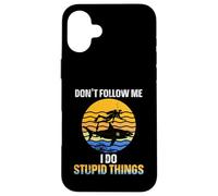 Funny Scuba Diver Don't Follow Me I Do Stupid Things Shark Case for iPhone 16 Plus