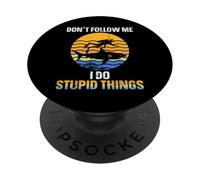 Funny Scuba Diver Don't Follow Me I Do Stupid Things Shark PopSockets Adhesive PopGrip